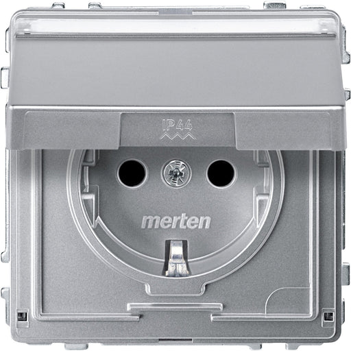 Merten - Steckdose SCHUKO-Steckdose alu MEG2312-7260 Klappd.Schriftfeld