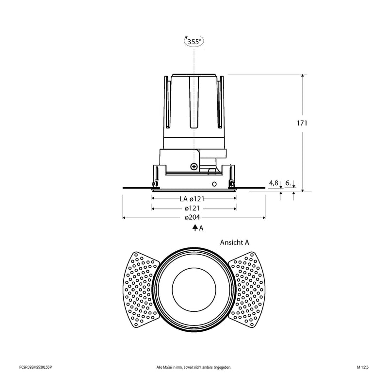 EVN Lichttechnik - Downlight/Strahler/Flutlicht LED-Einbauleuchte modular F02R09SM2530L55P Konfigurationstype