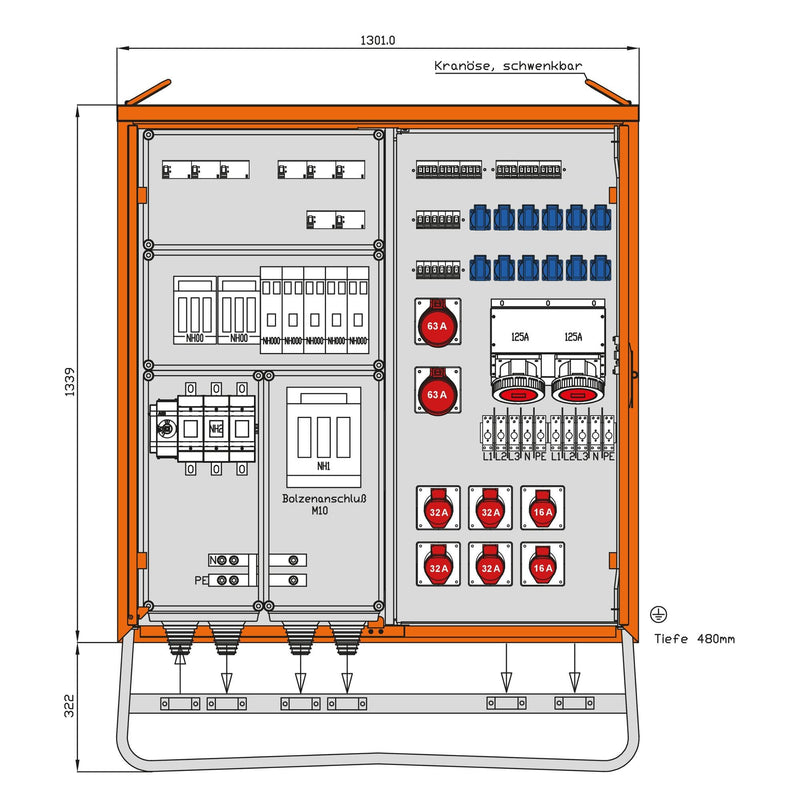 Walther Werke - Baustromverteiler Verteilerschrank WV0622R1 246kVA