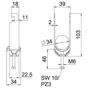 OBO Bettermann - Bügelschelle BS-U3-M-34 FT 3-fach − 50 Stück