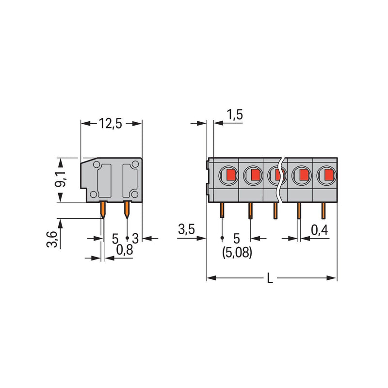 WAGO - Leiterplattenklemme 235-410 2,5mm² − 20 Stück