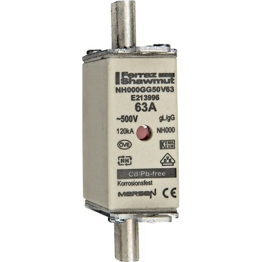 Mersen - Messersicherung NH-Sicherungseinsatz SF NH000GG50V63 Gr.000 gG 63A/500VKM