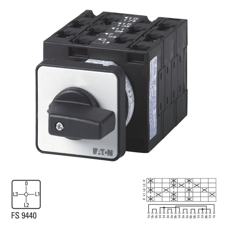 Eaton - Amperemeterumschalter Strommesserumschalter T3 T3-5-183/E 32A Einbau rastend