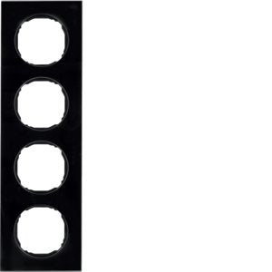 Berker - Abdeckrahmen Rahmen 4-fach 10142616 flach Glas schwarz