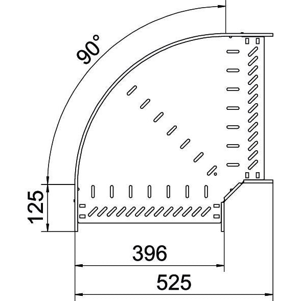 OBO Bettermann - Bogen für Kabelrinne Bogen 90 Grad RB 90 640 A4 60x400, rostfrei