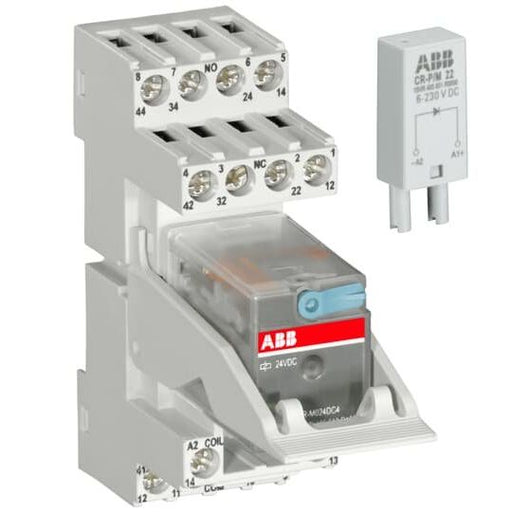 ABB Stotz S&J - Schaltrelais Interface-Relais CR-M230AC4SS92CV komplett mit Sockel − 5 Stück