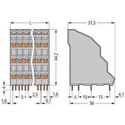 WAGO - Leiterplattenklemme Vierstock-Leiterplattenkl. 738-203 2,5mm² − 48 Stück
