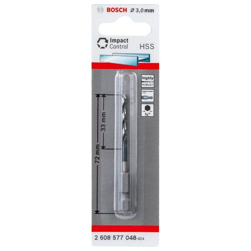 Bosch - Bohrer HSS Spiralbohrer mit 2608577048 Sechskantschaft 3,0