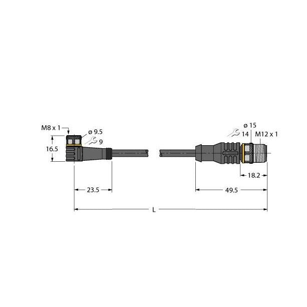 Turck - Konfektioniertes Sensor-Aktor-Kabel Aktuator- u. Sensorleitung PKW3M-2-RSC4T/TEL PVC