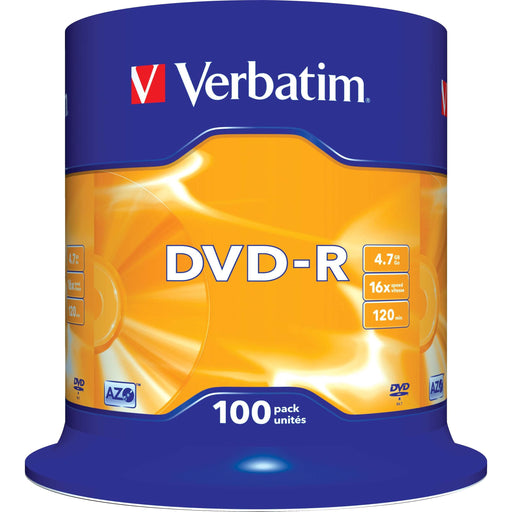 Verbatim - Speichermedium digital DVD-R 4.7GB/120Min/16x 43549 (VE100 Cakebox (100 Disc)