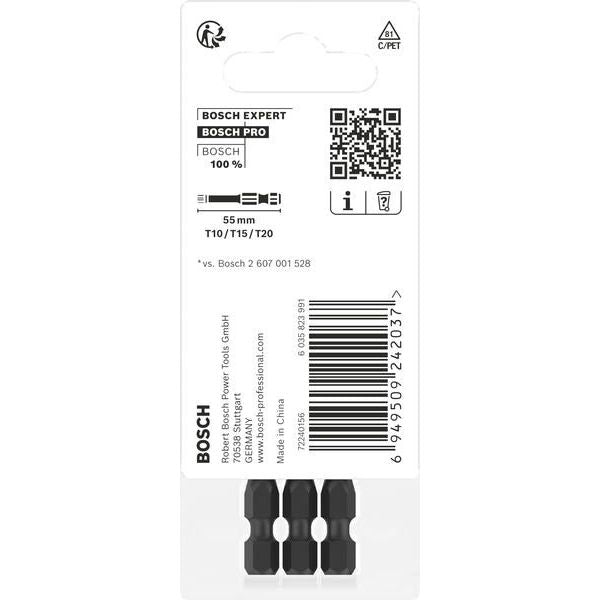 Bosch - Bit-Set PRO Impact Bit Set 2608521U54VE(3) T10 T15 T20 55 mm