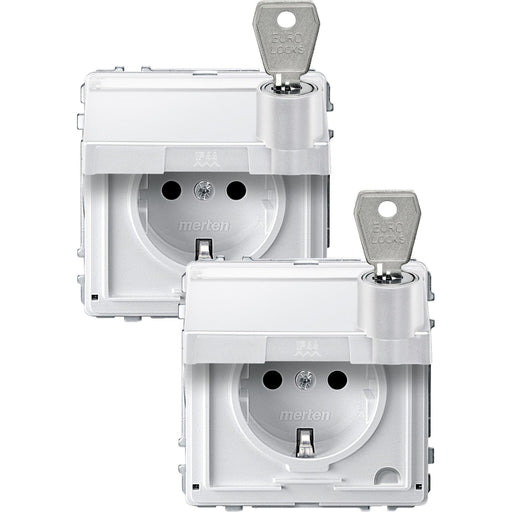 Merten - Steckdose SCHUKO-Steckdose pws MEG2318-7219 Klappd.Schriftfeld