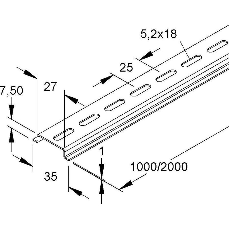 HKL - Tragschiene 1536LO/2 − 40 Meter