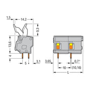 WAGO - Leiterplattenklemme 257-606/333-000 Drücker,2,5 mm²,grau − 20 Stück