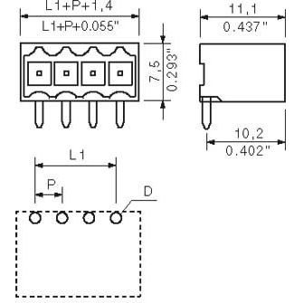 Weidmüller - Leiterplattensteckverbinder LP Verbinder Raster 3.5 SL-SMT3.5#1761582001 /6/90G 1.5SN − 50 Stück