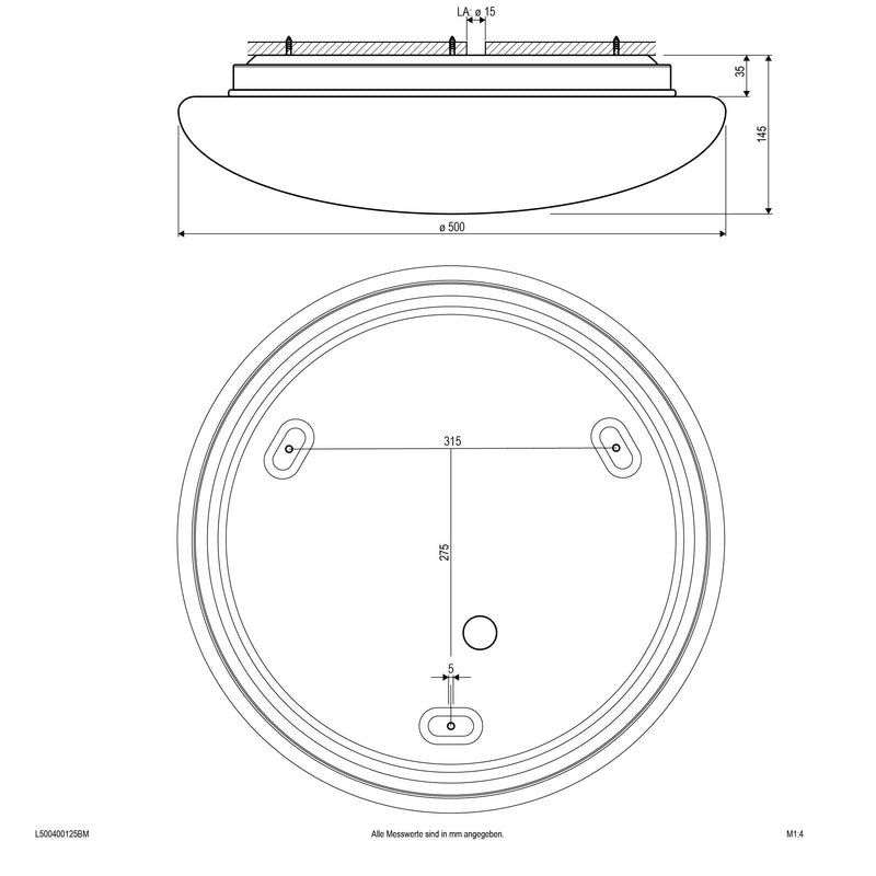 EVN Lichttechnik - Decken-/Wandleuchte LED-Anbauleuchte L500400125BM IP44