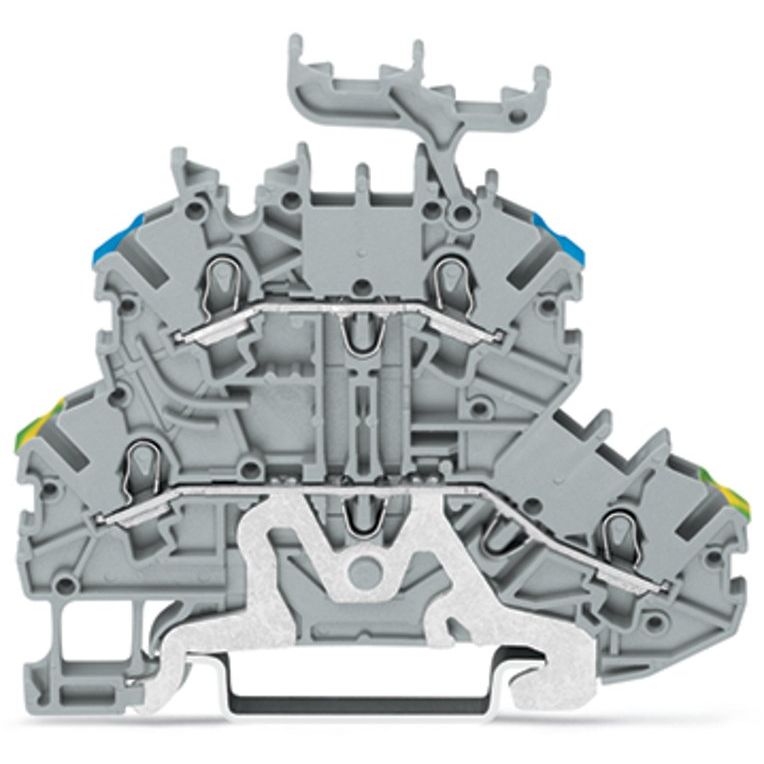WAGO - Schutzleiter-Reihenklemme Doppelstockklemme 2000-2247 1mm²,grau − 50 Stück