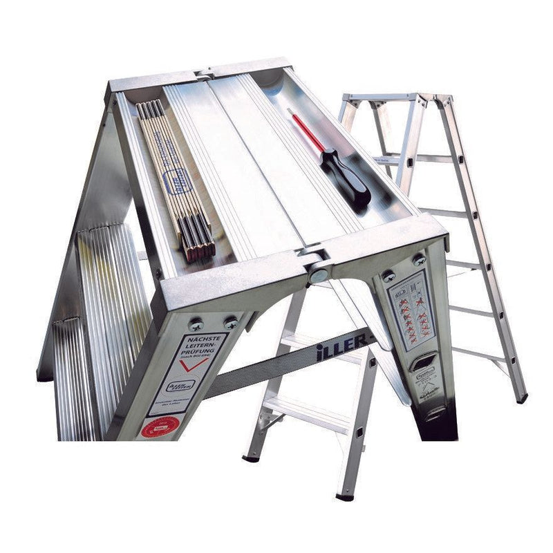 ILLER-LEITER - Stufenleiter Alu-Stufenstehleiter 7104-3 doppelseitig 2x4 Stu