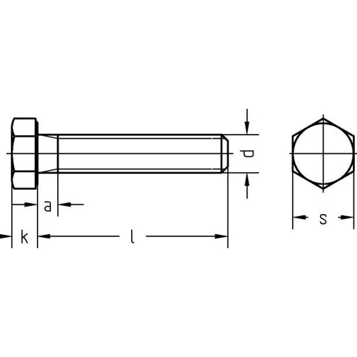 Dresselhaus - Maschinenschraube/Bolzen Sechskantschraube 8.8 0261/00001 12x1,5x30 Feingewinde bis Kopf − 100 Stück