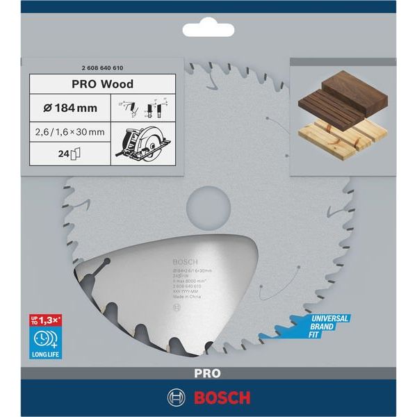 Bosch - Kreissägeblatt PRO Wood Kreissägeblatt, 2608640610 184 x 2,6 x 30 mm