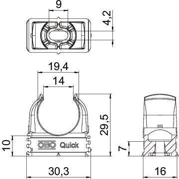 OBO Bettermann - Rohrschelle Quick-Klemmschelle 2955 M20 lgr − 100 Stück