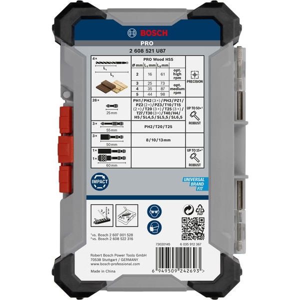 Bosch - Werkzeugset PRO Impact Schrauberbits 2608521U87VE(40) und Holzbohrer Set