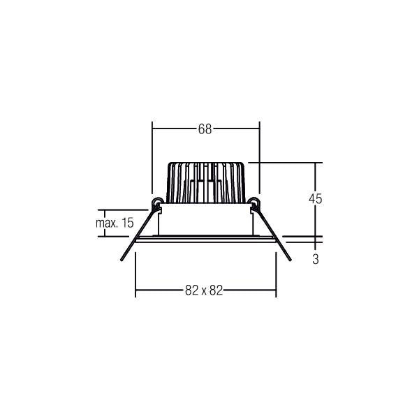Brumberg Leuchten - Downlight/Strahler/Flutlicht LED-Einbaudownlight 230V 39476423 3000K quadratisch