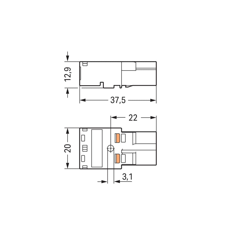 WAGO - Steckverbinder für steckbare Gebäudeinstallation Stecker 2-polig 770-292 Kod. B,pink − 100 Stück