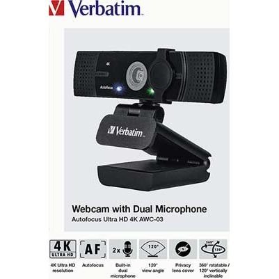 Verbatim - Zubehör/Ersatzteile für Unterhaltungselektronik Webcam FPS USB AWC-03 4KUltraHD,schwarz
