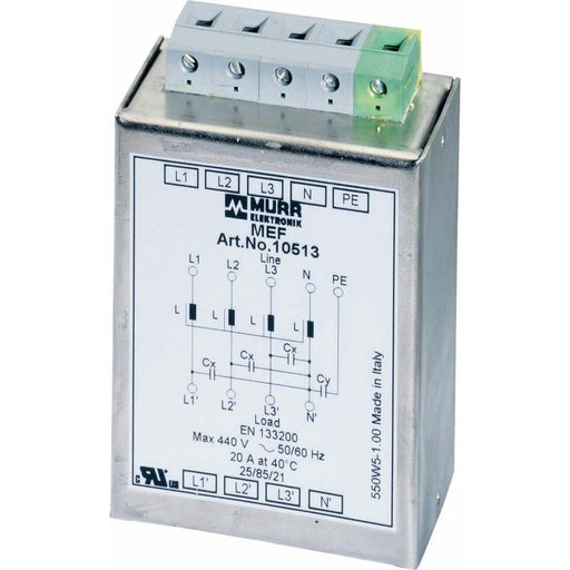Murrelektronik - Geräteüberspannungsschutz für Energietechnik/Stromversorgung Netzentstörfilter MEF 3/1 N 20A T I:20A U:4x440 VAC