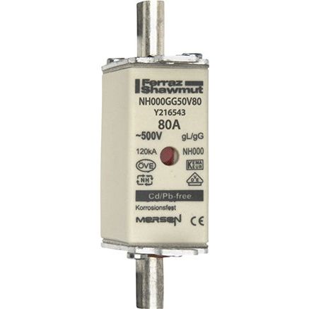 Mersen - Messersicherung NH-Sicherungseinsatz SF NH000GG50V80 Gr.000 gG 80A/500VKM