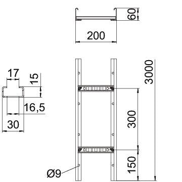OBO Bettermann - Kabelleiter LCIS 620 3 FS Sprosse gelocht − 3 Meter