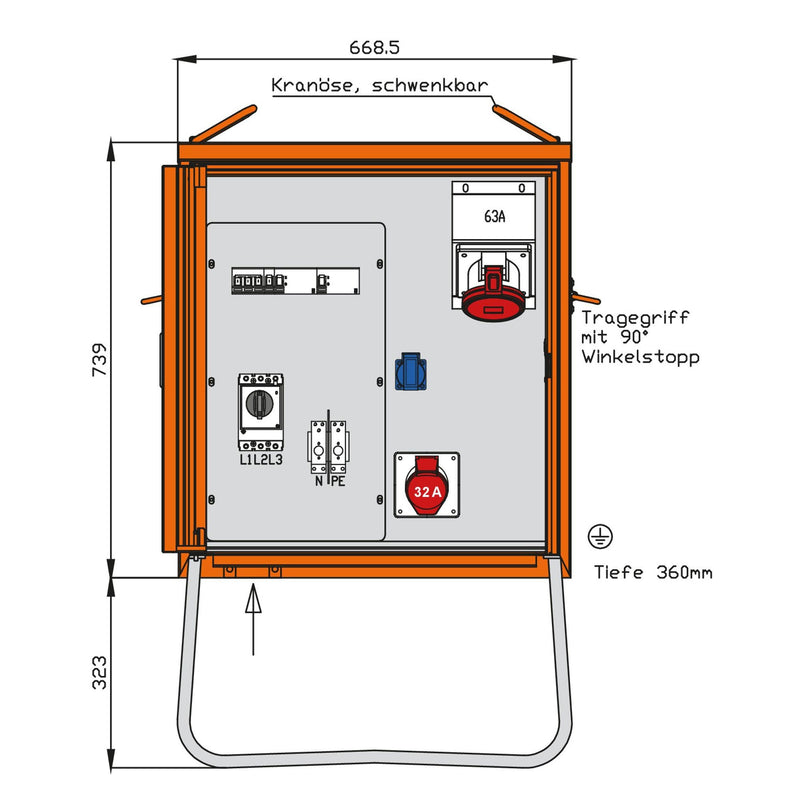 Walther Werke - Baustromverteiler Verteilerschrank WV0364R1 44kVA