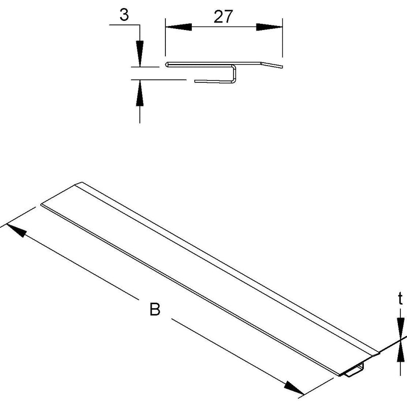 Niedax - Deckel für Kabeltragsystem Deckelstoßleiste Y-Form DSLY 3.0/500 S 25x495mm