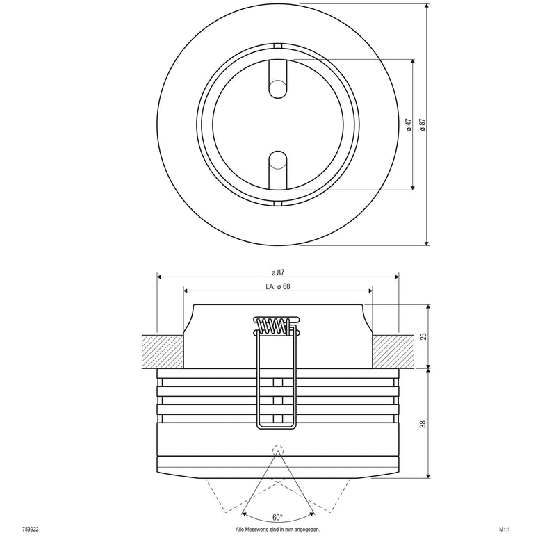 EVN Lichttechnik - Downlight/Strahler/Flutlicht HV-Halbeinbauleuchte 753922 schwenkbar