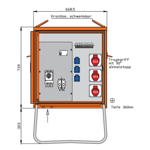 Walther Werke - Baustromverteiler Verteilerschrank WV0270R1-K50 22kVA, RCD Typ B