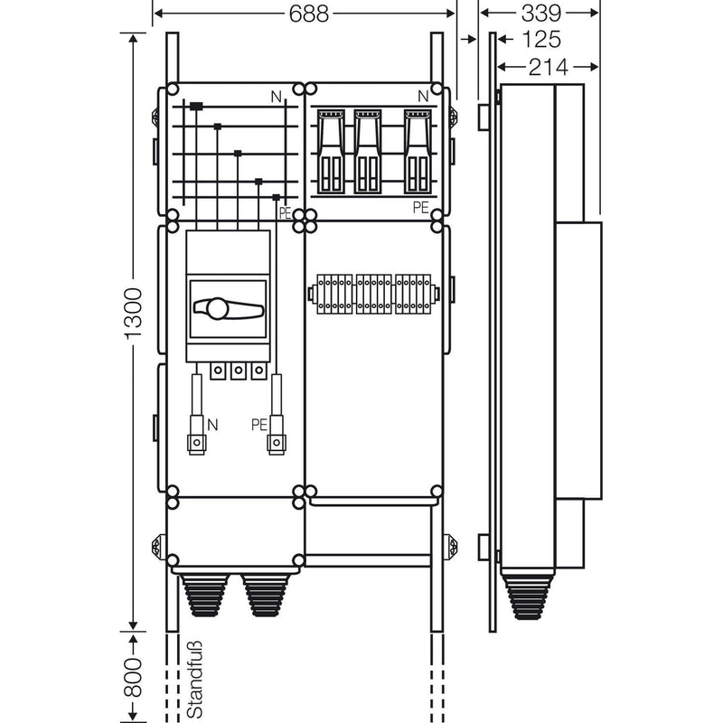 Hensel - Verteilerschrank für Energieversorgung Ladeverteiler Mi EV 43kW 3000 b. z. 3 Ladepunkte