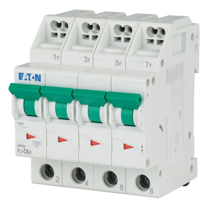 Eaton - Leitungsschutzschalter PLI-C6/4 C 6A, 4p Steckkl