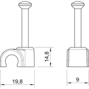 OBO Bettermann - Nagelschelle (für Kabel) Iso-Nagel-Clip 2012 25 RW 12mm − 100 Stück