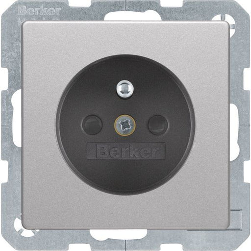 Berker - Steckdose alu/samt 6768766084 mit Schutzkontakt