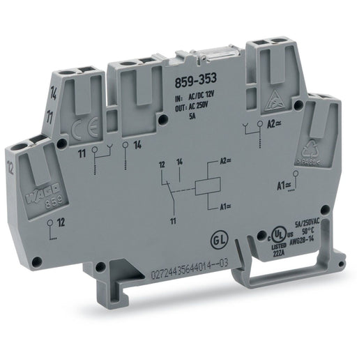 WAGO - Schaltrelais Relaismodul 859-355 AC/DC 48 V,1W,gr − 10 Stück