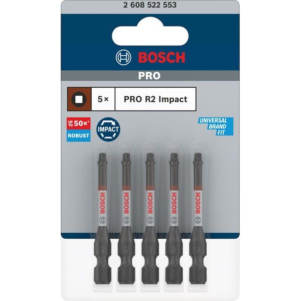 Bosch - Bit-Set PRO Robertson Impact Bit, 2608522553VE(5) R2, 55 mm, 5-tlg