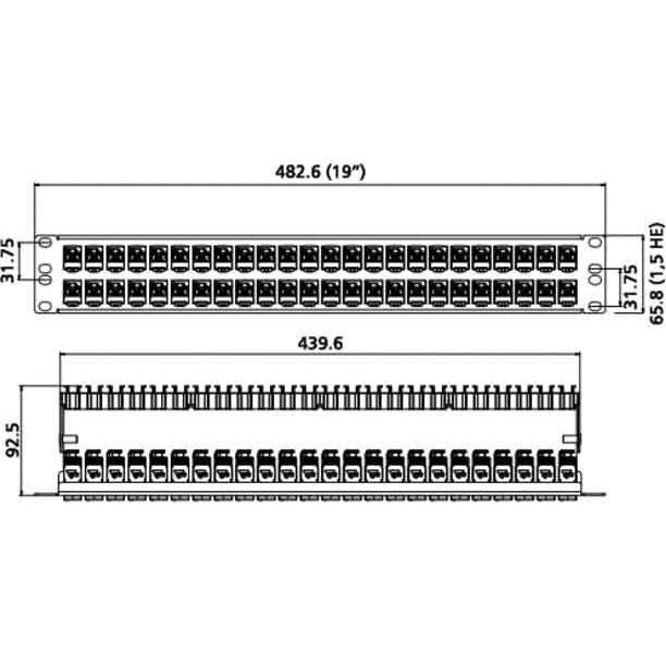 Metz Connect - Patchpanel Kupfer Patchfeld C6Amodul 48Port TN C6Amod-MP48-Edst 1,5HE Edst bestückt