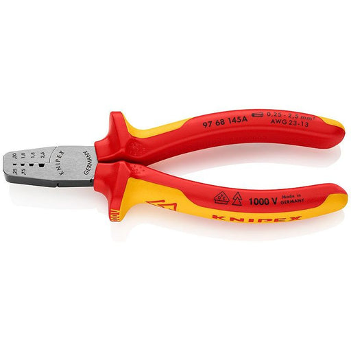 Knipex - Presswerkzeug Kabelschuhe/Verbinder, Aderendhülsen, Schirmanschluss Crimpzange 97 68 145 A 145mm