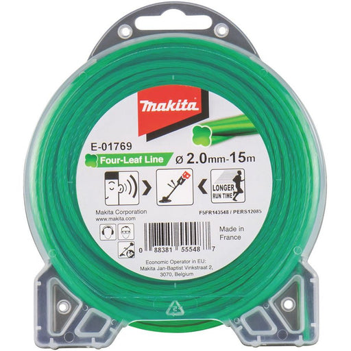 Makita - Zubehör/Ersatzteile für Rasentrimmer Mähfaden Four Leaf E-01769 2,0mm, 15 m