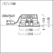 Zumtobel Group - Downlight/Strahler/Flutlicht LED - Deckeneinbauleuchte PANOS EVO #60815928 Q190H 830 230V SM WH