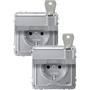 Merten - Steckdose SCHUKO-Steckdose alu MEG2318-7260 Klappd.Schriftfeld