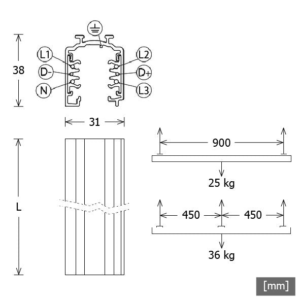 LTS Licht&Leuchten - Stromschiene 4m ST-A 40/9000A-4-STgr grau