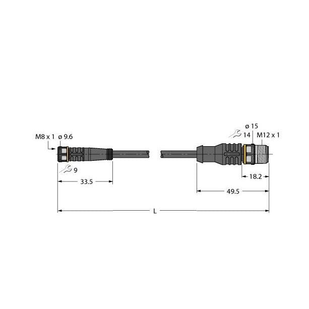 Turck - Konfektioniertes Sensor-Aktor-Kabel Aktuator- u. Sensorleitung PKG3M-0.4-RSC4T/TXL PUR