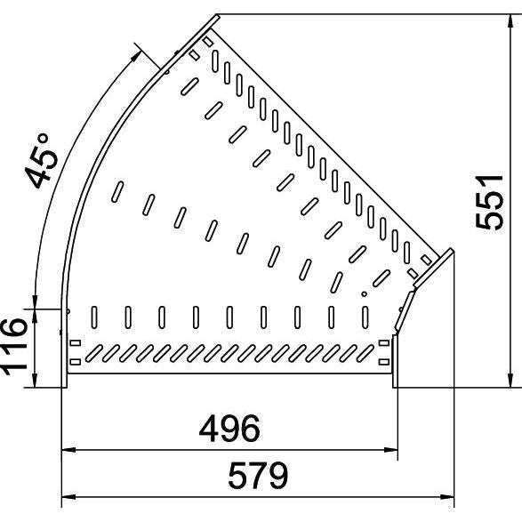 OBO Bettermann - Bogen für Kabelrinne Bogen 45 Grad RB 45 650 FT 60x500 tauchfeuerv. − 1 Stück
